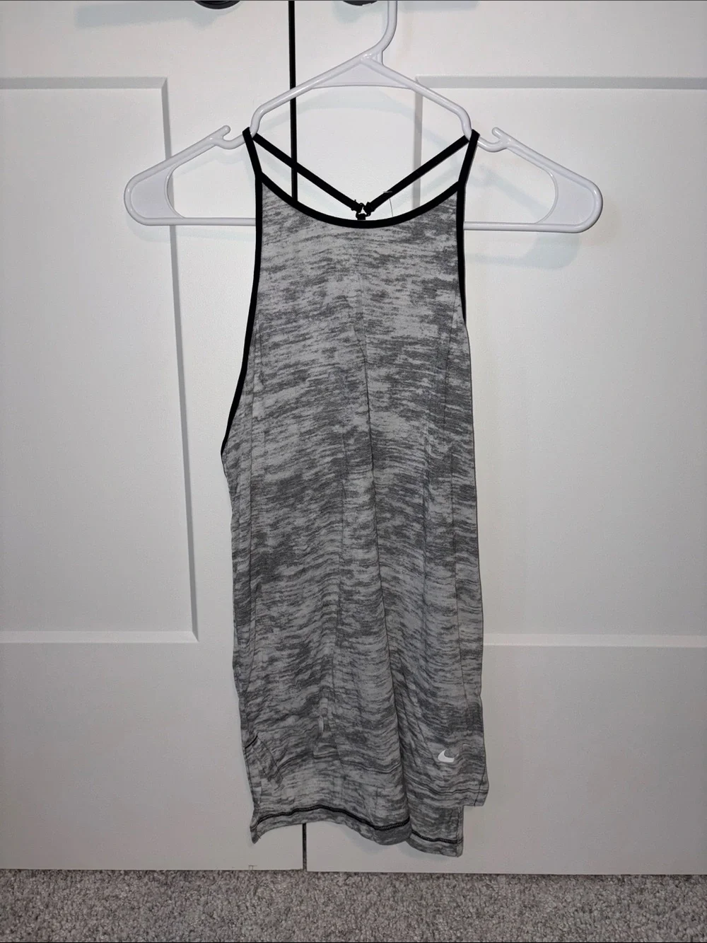 Nike Heather Gray Strappy Athletic Tank Top with Black Trim